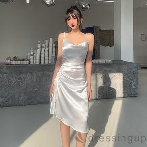white silk dress
